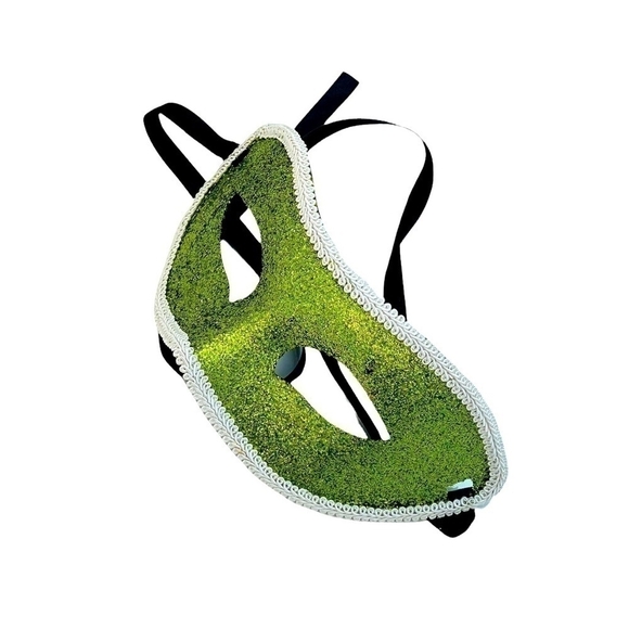 Glittery Green Costume Mask Mistery Carnival Masquerade Parties Mask - Picture 3 of 3